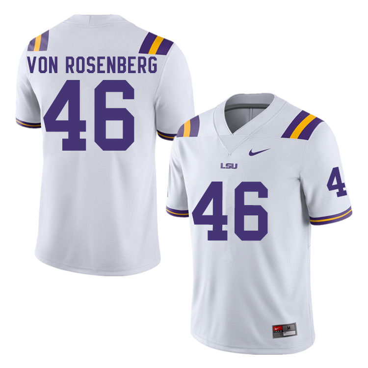 Men #46 Zach Von Rosenberg LSU Tigers College Football Jerseys Sale-White